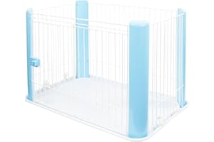 Iris Ohyama, Kojec , Ogrodzenie z zamykanymi drzwiami przesuwnymi i plastikowym zatrzaskiem , Bez dachu , S92 x G 63 x W60 cm , Antypoślizgowe , Bez BPA , Dla kotów , CLS-960 , Niebieski