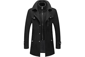 YiJee Manteau Homme Hiver Chaud Mi-Long Parka Pardessus Classique Trench Coat Slim Fit Élegant Business Manteaux en Laine Revers Overcoat