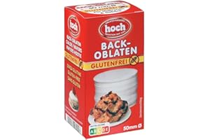 ‎HOCH Hoch | runde Back Oblaten | 5 cm | 35 g pro Packung | 1er Pack | Glutenfrei | Vegan | Esspapier zum Backen von Makronen & Lebkuchen