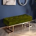 ObalTure Metal Entryway Bench For Bedroom Modern Ottoman End Of Bed Corduroy Padded Benches Decorative Home Furniture For Living Room Foyer Mudroom Hallway (Green)