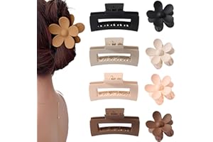 YIBINGKEA 8 PCS pinces à cheveux à griffes moyennes pour femmes, pinces à griffes pour cheveux fins/mi - épais rectangulaires mates de 2 Po, pinces à mâchoires