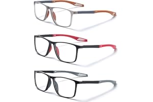 Hioip Pack de 3 Gafas de Lectura Gafas para Presbicia Hombre Mujer Anti Luz Azul Presbicia Ligeras Comodas con Flexibles Anti-reflejantes Rectangular Metal Clásica Lente Clara Colores Mezclados