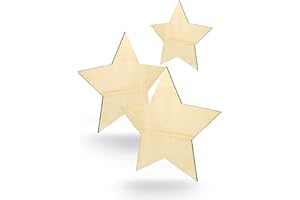 Kleenes Traumhandel Stella in Legno – Stella in Legno – Decorazione da Parete a Forma di Stella – a Forma di Stella – (Circa 10 cm, Stella Tipo 2 Set da 3)