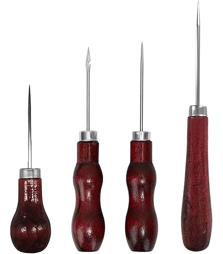 Alène En Cuir Poinçon, 3 Pièces Machine À Coudre En Cuir Ronde À