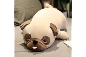 Dreafly Bulldog Plüschtier Mops Kuscheltier,50cm Englische Bulldogge Hund gefüllt Spielzeug Puppe Weighted Stuffed Animal,Weiches Flauschiges Plüschkissen Geschenk für Kinder Freunde
