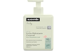 Suavinex, Crema Hidratante para Bebés, Leche Corporal Apta Pieles Sensibles y Recién Nacidos, Textura Ligera y Fácil Absorción, 95% Ingredientes Origen Natural, con Prebiótico, Perfume Suave, 500 ml