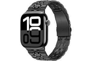 Tasikar Strap Compatible with Apple Watch Strap 42mm(Series 10) 41mm 40mm 38mm Men Women band Solid Stainless Steel Metal Bracelet Compatible with iWatch SE Series 10 9 8 7 6 5 4 3 2 1, Black