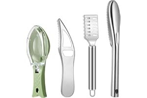 mciskin 4 szt. Środek do usuwania łusek rybnych ze stali nierdzewnej kuchenny skaler ryb tarki do czyszczenia skórki ryb skrobak skrobak z otwieraczem do butelek do kuchni narzędzia do czyszczenia ryb