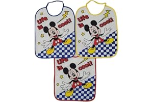 Ellepi SpA Set 3 bavaglini grandi in spugna per la scuola materna, Personaggi, 36 cm x 28,5 cm plasticati modelli assortiti per maschietto o femminuccia