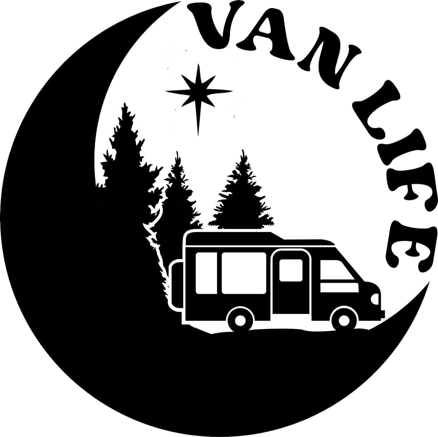 Van Life Adventure Travel Decal - Car Bumper Sticker - Van - Caravan - Motorhome - Campervan - Mirror - Laptop - Wall - Camping Gifts (Black, Medium)