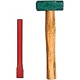 Tools Bae - Hand Tool Set Of 2 - Includes 1 Cold Flat Chisel (8INCH) And1 Double Face Sledge Hammer (1.5LB) With Wooden Handle For Tile, Rock, Masonry, Concrete, Brick, rockhounding Use !!