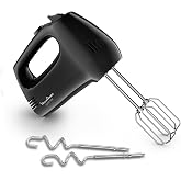 Moulinex Quickmix, 300W Hand Blender, 2 Accessories | 5 Speeds + Turbo, 2 Rods + 2 Hooks, Bread, Homemade Pizza, Doughs, Clea