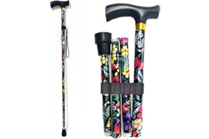 Wsobue Bastoni da Passeggio, Bastone da Passeggio Pieghevole Canna da Uomo Donna, Canna Portatile con Manico a T Base Leggera Regolabile, Base Antiscivolo