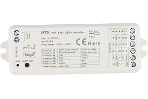 Pojedehy Tuya LED Controller 5 in 1 Dimmer CCT RGB RGBW RGBWW RGBCCT Strip Smart Life WiFi 2.4G Remote Controller 12-24V WT5