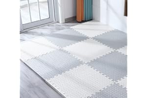 HOMTOL Estera del Rompecabezas Alfombra Puzzle Bebe Acolchada,Suelo de Goma PE Suave, 18 Piezas (30 * 30 * 1,2cm)