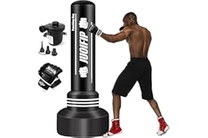 ‎NZQXJXZ NZQXJXZ Boxsack Erwachsene 180cm, Aufblasbare Boxsack Stehend Freistehende mit Boxhandschuhen und Pumpe Kickboxsäcke Ausrüstung für das Training MMA Muay Thai Fitness zu verwenden