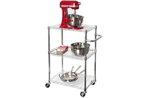 BAKAJI Home Carrello Cucina in Acciaio Cromato con 3 ripiani Maniglione e Ruote in Metallo girevoli a 360 gradi Dimensioni: 60 x 35 x 90 cm Trolley Salvaspazio Colore Silver