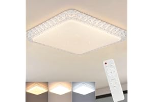 Lampa sufitowa ZMH Lampa sufitowa LED ściemniana za pomocą pilota: 30 cm nowoczesna lampa gwiaździste niebo sufitowa lampa do korytarza 32 W kwadratowa kryształowa lampa sypialniana z funkcją pamięci lampa dekoracyjna do kuchni jadalnia