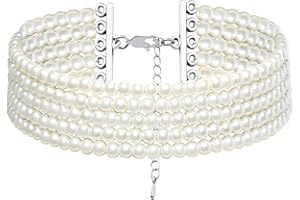 BABEYOND 1920s Damen Halskette Kurz Multi Schichte Choker Kette Hochzeit Braut Schmuck Accessoires Imitation Perlen Kette Elegant