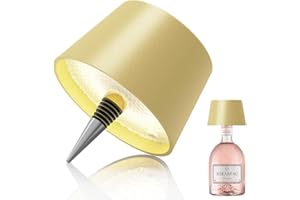 MU LIN - Lámpara led de batería para botella, lámpara de mesa sin cable, táctil, lámpara de camping para el aire libre, dorada