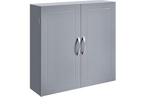 ‎VASAGLE VASAGLE Badezimmerschrank, Badschrank, wandmontiert, 18 x 60 x 60 cm, Wandschrank mit verstellbaren Ablagen, taubengrau BBC320P36