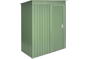 Wasabi - Armario Exterior Terraza 1,39m2 Neat Verde - Puerta Corredera - Techo Inclinado - 162x86x181cm - Caseta Jardín Resistente - Cobertizo Almacenamiento