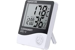 QEBIDVL Room Thermometer Digital Thermometer Hygrometer with Large Clear LCD Display Temperature and Humidity Monitor Time Record for Bedroom, Baby Room, Warehouse, Cellar, Car.