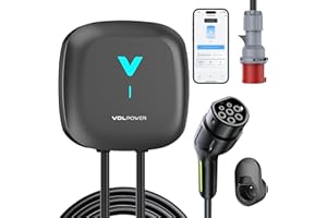 VDLPOWEREU Wallbox , Cargador para Vehículo Eléctrico 22kW,6-32A Type 2 Trifásico, Wi-Fi, Bluetooth, Interior/Exterior, soporte de enchufe, Protección IP67 para BEV/PHEV