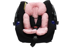 BEYBI® Reductor bebé punto algodón universal para capazo, silla coche grupo 0, silla de paseo y cuna (Rosa estrellita blanca)