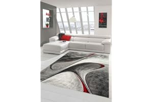 Teppich-Traum Nowoczesny dywan dywan do salonu design dywan w kolorze czerwonym szarym 160x230 cm