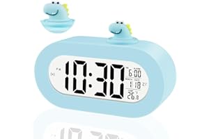 Ayybboo Réveil Lumineux pour Enfants,Horloge Numérique LED avec Veilleuse,Alarme Snooze,Volume Réglable,USB Rechargeable,Jour/Nuit Enfants Filles Garçons（Bleu ciel）
