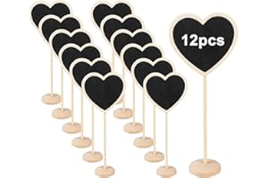 KINDPMA 12pcs Mini Chalkboard Signs Food Labels for Buffet Wedding Table Numbers 7.5 x 18cm Mini Blackboards with Stand Small Chalk Boards for Tables Party Bar Cafe Bakery Price Signs