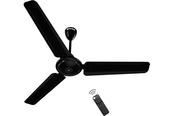 atomberg Ameza 1200mm Timeless BLDC Ceiling Fan with Remote 5 star High Air Delivery LED Speed Indicator Low Noise Timeless Design with Power Saving 2 Year Warranty Gloss Black