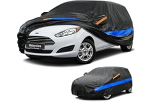 Weleyclore Hatchback Car Cover 100% Waterproof Breathable,Outdoor Car Covers.Rain Snow UV Dust Protection.Custom Fit for Ford Fiesta,Peugeot 208,VW Polo,Toyota Yaris,etc.(365 To 415cm) B2.