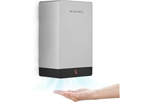Modundry Asciugamani Elettrico ad Aria 7 Secondi per Asciugare, Asciuga Mani Automatico ad Alta velocità a Parete, Commerciale Bagno e Servizi igienici Ufficio ABS 1000W, Argento