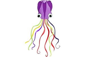 AYNKH Purple Octopus Kites, Mollusc Flying Nylon Kite with Long Colorful Tail and 50 meters Line, Summer Beach Outdoor Toy for Beginners Adults