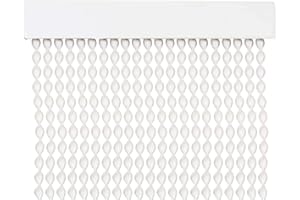MERCURY TEXTIL Cortina para Puerta Tiras PVC 200x90cm，Cortina para Puerta Exterior，10 Color (Blanco+Filo Transparente R7)