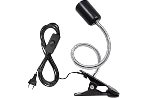 LAKONEI lampada E27 con Pinza Regolabile Clip Portalampada 220cm Cavo Lungo e EU Plug da Piante Con Interruttore Lampada da Tavolo a LED