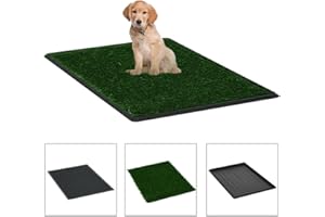 Festnjght Inodoro Portátil para Mascotas con Bandeja Césped Artificial, WC con Empapadores Perros, Cesped Artificial Terraza para Mascotas 76 x 51 x 3 cm