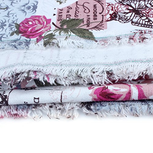 Edealing 1 Meter NEUE Weinlese-Chic Französisch Rose Schmetterling Baumwollleinengewebe RETRO Crafts - 5