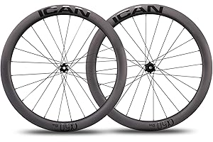 ICAN Alpha 40/46/ 50/55 Disc Ruedas de Carbono, 700C Clincher Tubeless Ready Carbon Road Bike Juego de Ruedas Disc Brake Pillar SA1423 Spokes 24/24 Holes