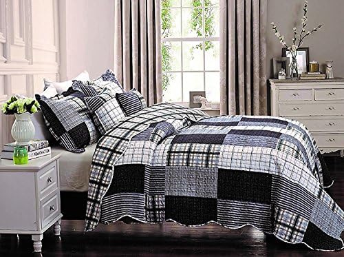 Zash Beautiful Floral Vintage Patchwork Quilted Bedspread/Throw with 1 Pillow Shams (Single, Tango)
