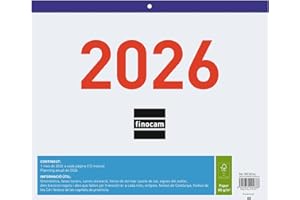 Finocam - Calendario Números grandes 2026 Mes Vista Enero - Diciembre (12 meses) | Calendario 2026 para anotar | Planificador mensual | Faldilla 2026 - Catalán