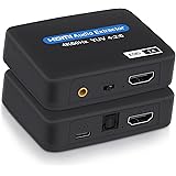 HDMI Audio Extractor, 4K@60Hz HDMI to HDMI + Optical Toslink SPDIF + 3.5mm Audio Output, HDMI Audio Converter Adapter Embedde