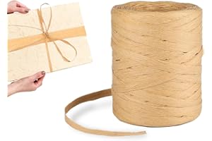 AOYEGIC Ruban de Raphia,Fil de Raphia pour Crochet,Cordon d'emballage,Ruban de Papier de Raphia Naturel,Cordon de Papier,Ruban de Raphia,Ruban Cadeau,pour Projets d'artisanat,Bricolage,Tissage