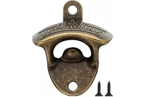 WOO LANDO 1 ścienny otwieracz do butelek "Fuck it let's Drink" do montażu na ścianie - szybko zamontuj otwieracz do butelek za pomocą dołączonych śrub (RETRO)