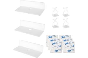 BLNRIAM mensole piccole da muro，mensole senza foratura，mensola adesiva，mensole da muro bianche，Per bagno, soggiorno, camera da letto, ufficio, bianco
