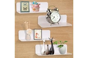 ASANMU 4 Pièces Étagères Murale sans Percer en Acrylique pour Chambre Étagère Decoration Étagère Flottante pour Salon, Salle Bains, Cuisine, Bureau