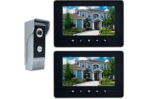 AMOCAM Video Doorbell Phone, 7" Video Intercom Monitor Doorphone System, Wired Video Door Phone HD Camera Kits Dual-Way Intercom for Villa House Office Apartment 1-IR Camera 2-LCD Color Monitor