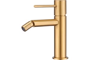 MICE COLLECTION MIICE - Rubinetto bide - monocomando per WC acqua fredda/calda - Rubinetto igienico WC- SERIE MONZA Oro Spazzolato BDM039-2OC